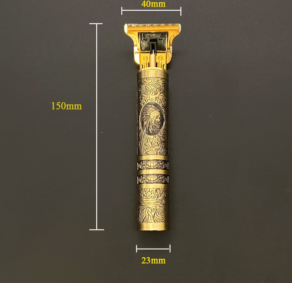 "Vintage Barttrimmer mit Präzisionsschnitt, ergonomisch, schwarz, wasserdicht, wiederaufladbar, ideal für Bartpflege."