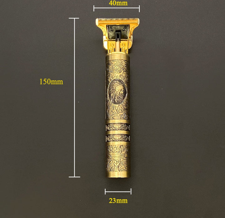 "Vintage Barttrimmer mit Präzisionsschnitt, ergonomisch, schwarz, wasserdicht, wiederaufladbar, ideal für Bartpflege."