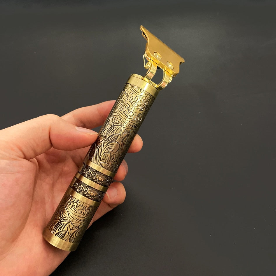 "Vintage Barttrimmer mit Präzisionsschnitt, ergonomisch, schwarz, wasserdicht, wiederaufladbar, ideal für Bartpflege."