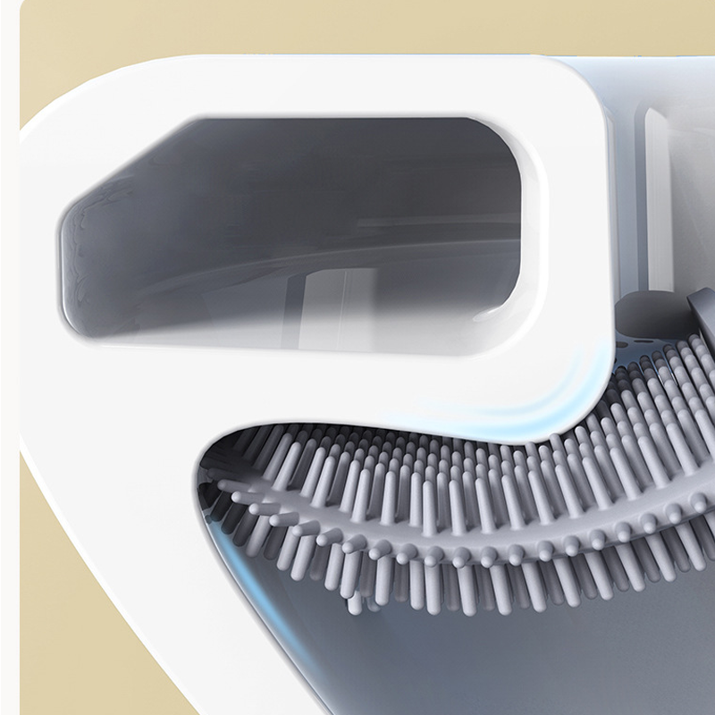 Wandmontierbare Toilettenbürste mit TPR Kopf, modernes Design, in verschiedenen Farben, für hygienische Badezimmerreinigung.