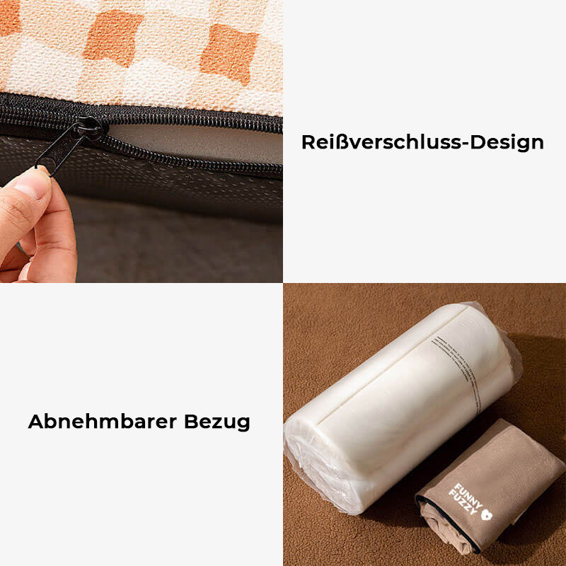 "Weiche, rutschfeste Hundetreppe aus Schaumstoff, robust und sicher, für einfachen Zugang zu Sofa oder Bett, braun und grau."