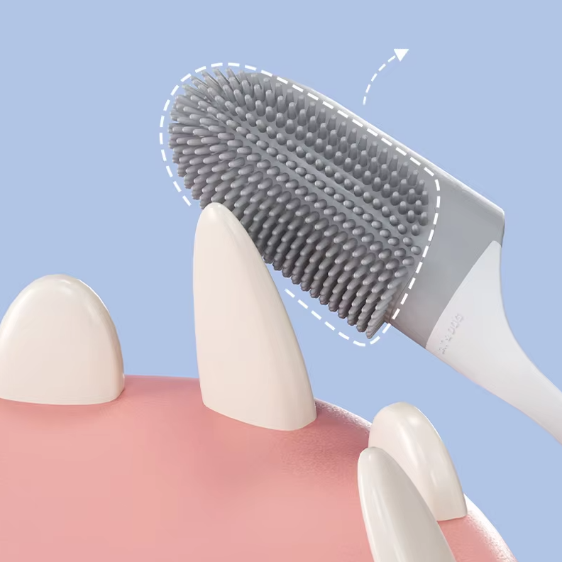 "Weiche TPR Zahnreinigungsbürste, sanfte Borsten, ergonomisch, in Gelb, Grau, Rosa, zur wirksamen Mundpflege"