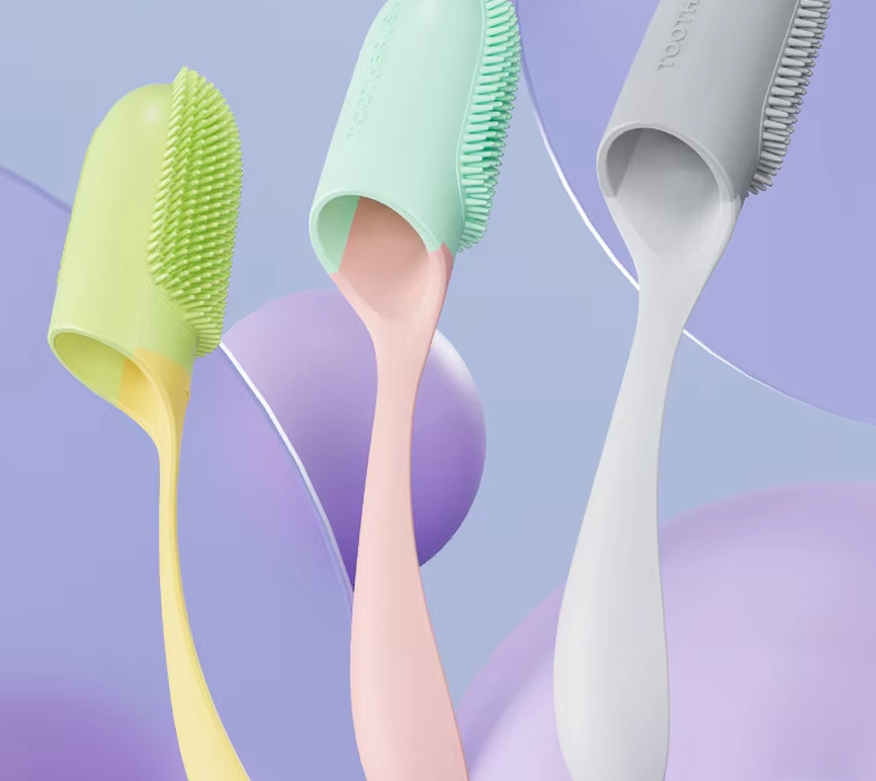 "Weiche TPR Zahnreinigungsbürste, sanfte Borsten, ergonomisch, in Gelb, Grau, Rosa, zur wirksamen Mundpflege"