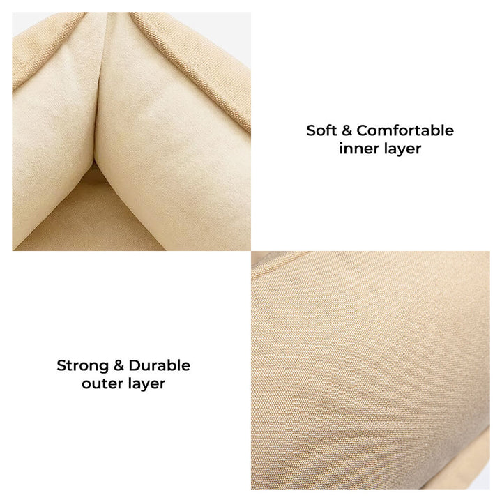 Weiches Katzenbett aus Baumwollsamt, rutschfest, waschbar, in Gelb, Grau, Grün. Rechteckige Form für höchsten Komfort.