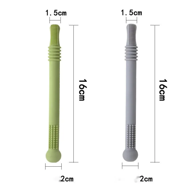 "Weiches Silikon-Beißröhrchen für Babys, sanft zum Zahnfleisch, in buntem Design, ideal für kleine Hände."