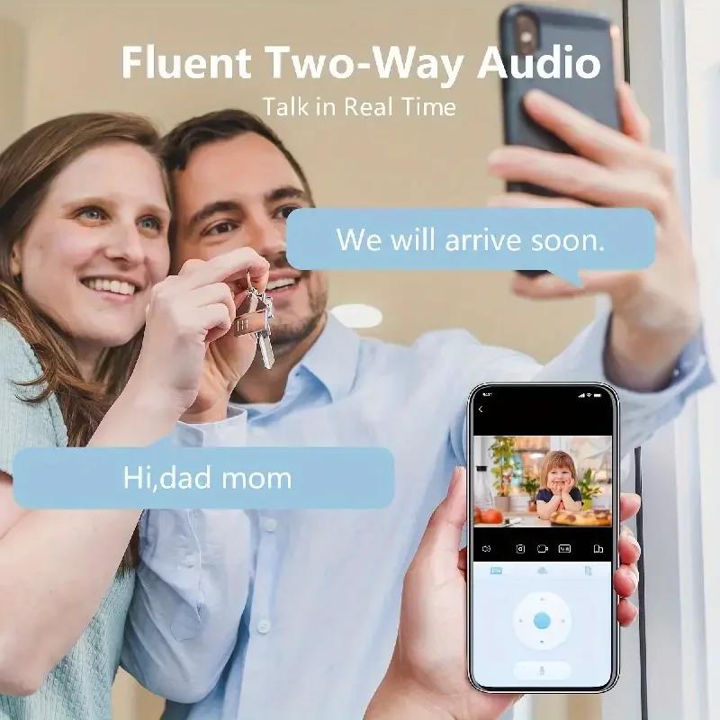 "Weiße 360° Überwachungskamera mit HD 1080p und Nachtsicht, ideal für Innen- und Außeneinsatz, wetterfest, WLAN-kompatibel."