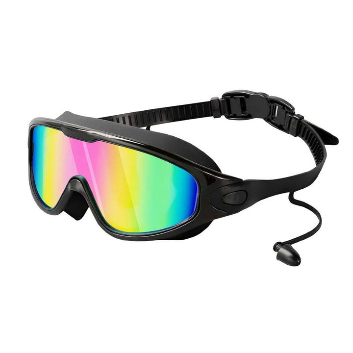 Weitwinkel-Schwimmbrille mit Antibeschlag, ergonomisches Design, großes Sichtfeld, ideal für Erwachsene, Unisex-Look.