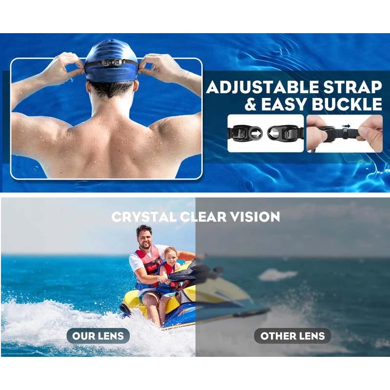 Weitwinkel-Schwimmbrille mit Antibeschlag, ergonomisches Design, großes Sichtfeld, ideal für Erwachsene, Unisex-Look.