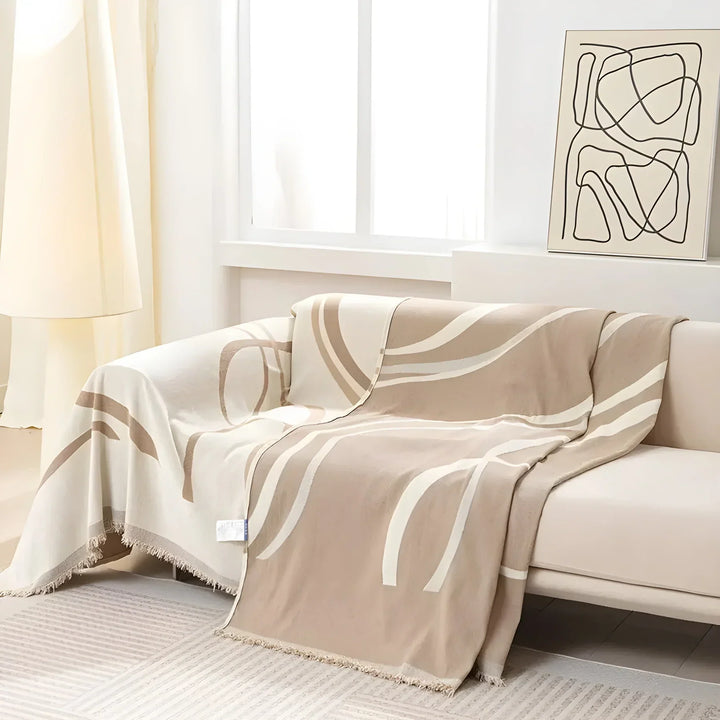 "Wendbarer Sofabezug, modern, beidseitig mit stilvollen Mustern, grau und khaki, Schutz vor Flecken, langlebig, pflegeleicht.