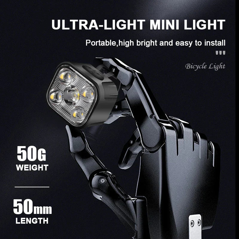 "Wiederaufladbare Fahrradlichter: Helles LED-Frontlicht und rotes Rücklicht mit 8/12 Modi, kompakt und wasserdicht."