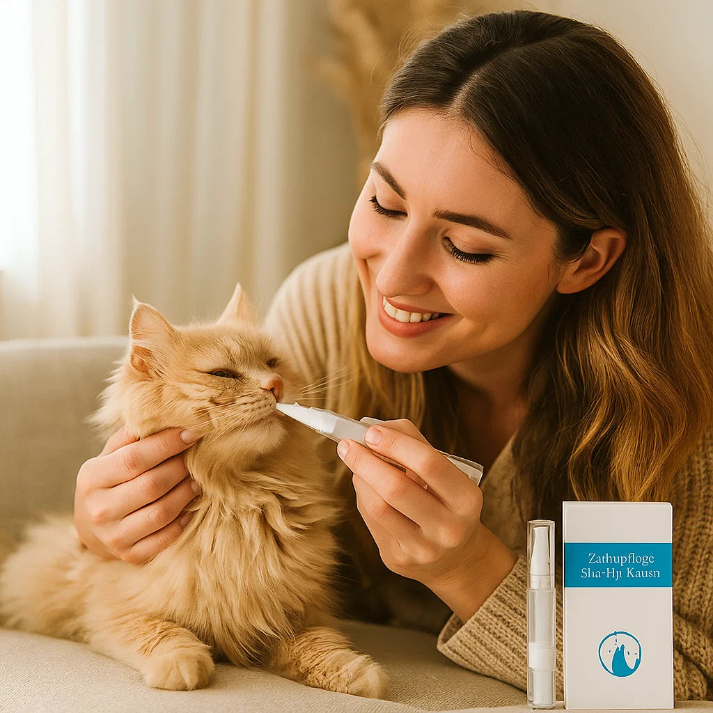 "Zahnpflege Stift für Katzen, hilft gegen Zahnstein, liefert frischen Atem, mit natürlichen Inhaltsstoffen, weiß-grün"