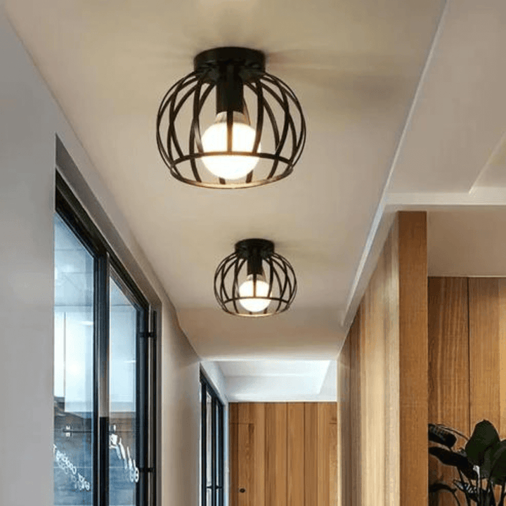 Industrielle Deckenleuchte Schwarz Metall Design