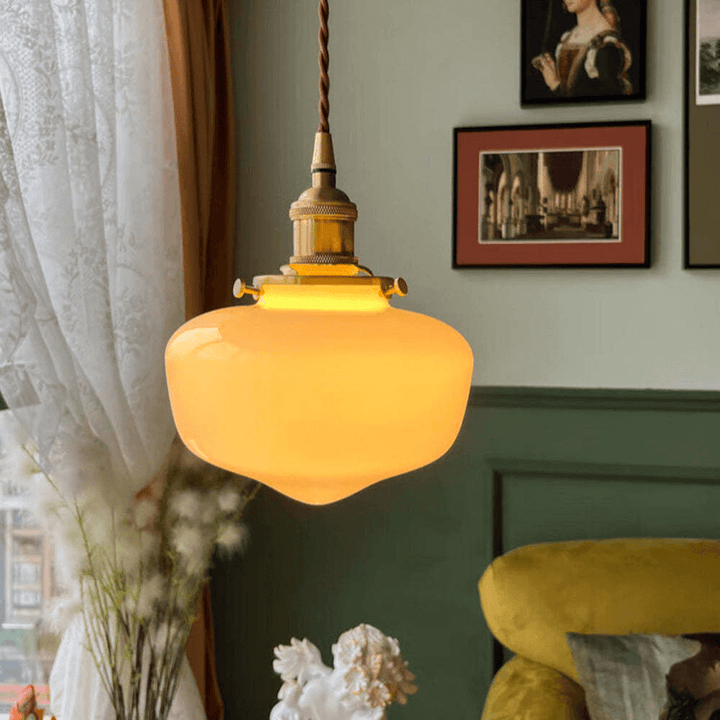 Retro Messing Glas Pendelleuchte