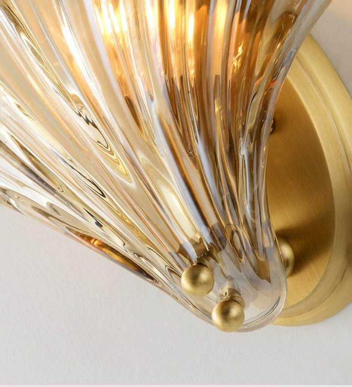 Muschel Wandleuchte aus Messing & Glas