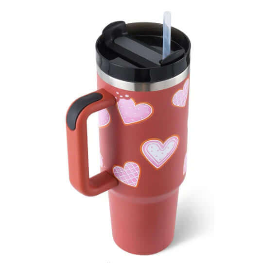 Isolierbecher mit Griff & Strohhalm - Kaffeebecher & Wasserflasche