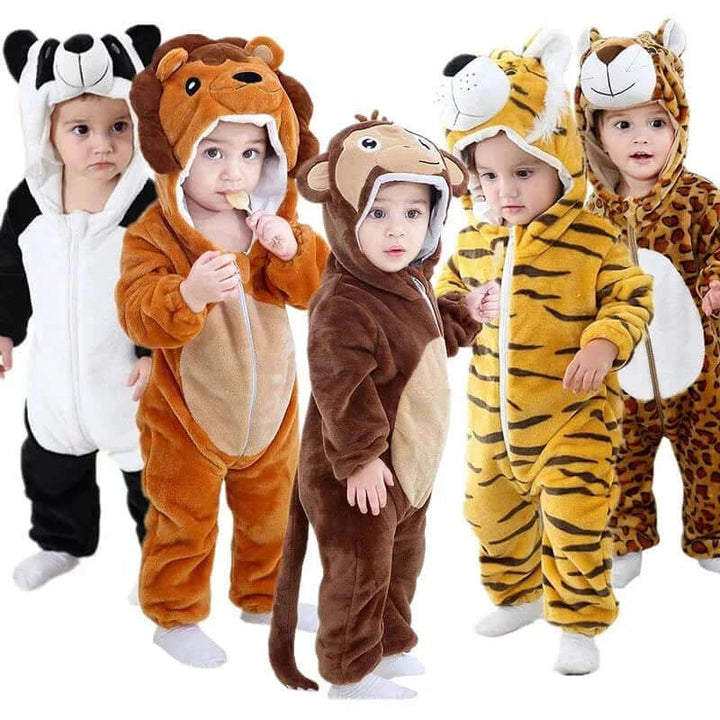 Barboteuse pour bébé avec des animaux mignons - douillette et chaude