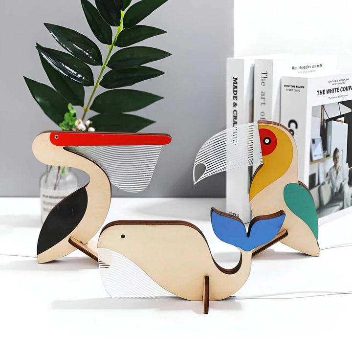 Kinder Nachttischlampe Holz Dekolampe LED Tiermotiv