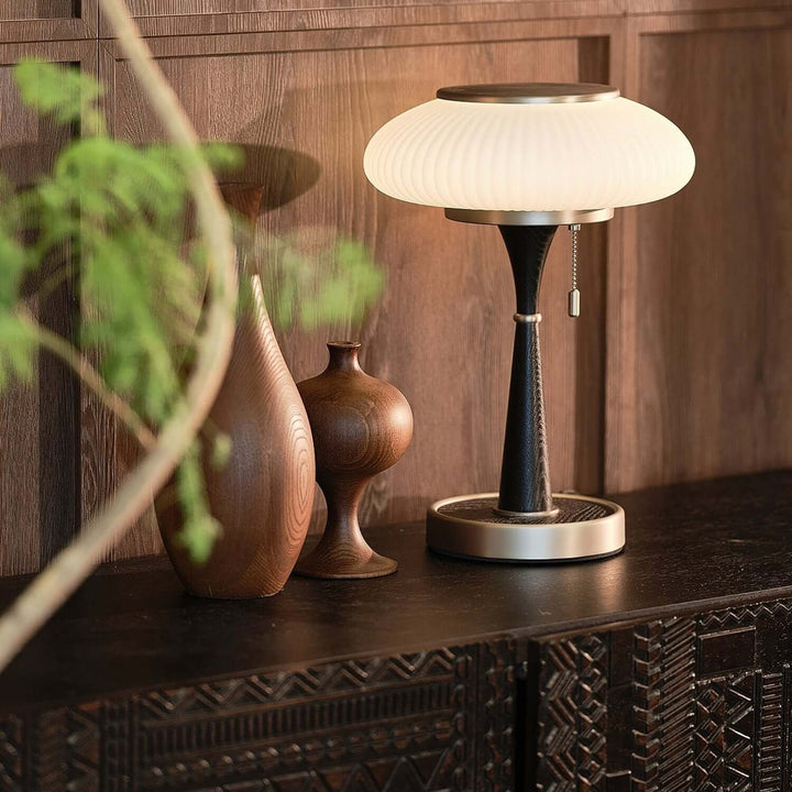 Designer Tischlampe Modern Holz & Metall 36cm