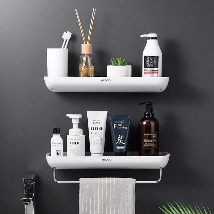 Organisateur de salle de bain - Étagère murale avec porte-serviettes