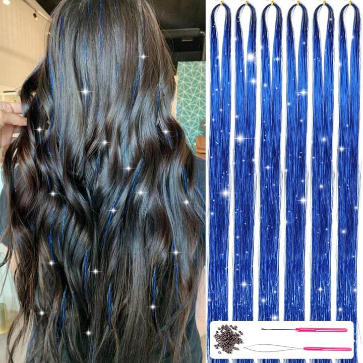 Glitzer Haar-Tinsel Set - Funkelnde Strähnen