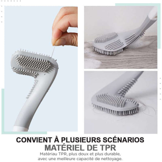 Brosse de toilette en silicone avec manche long