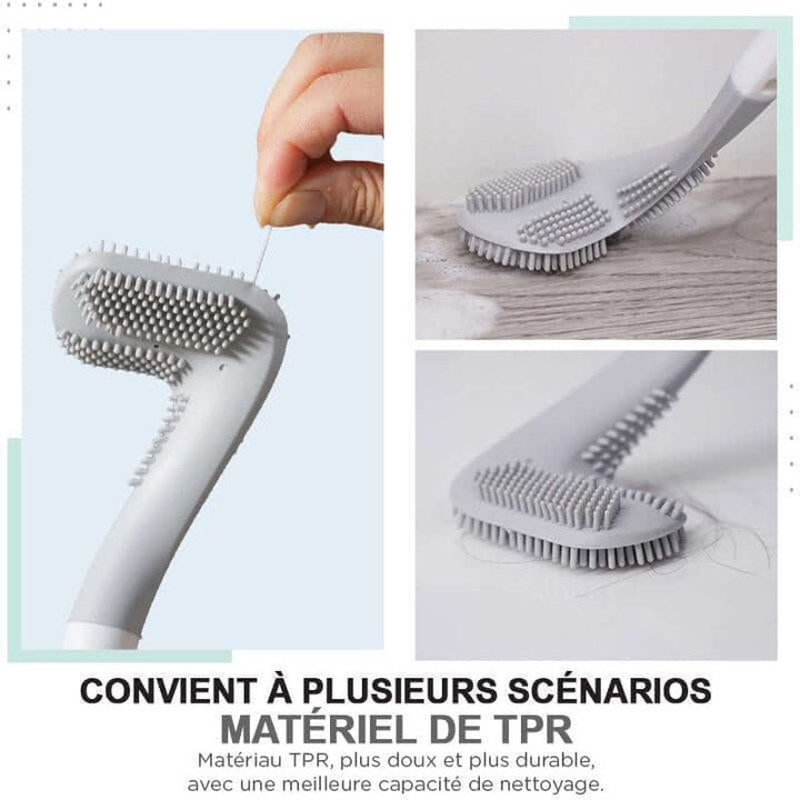 Brosse de toilette en silicone avec manche long