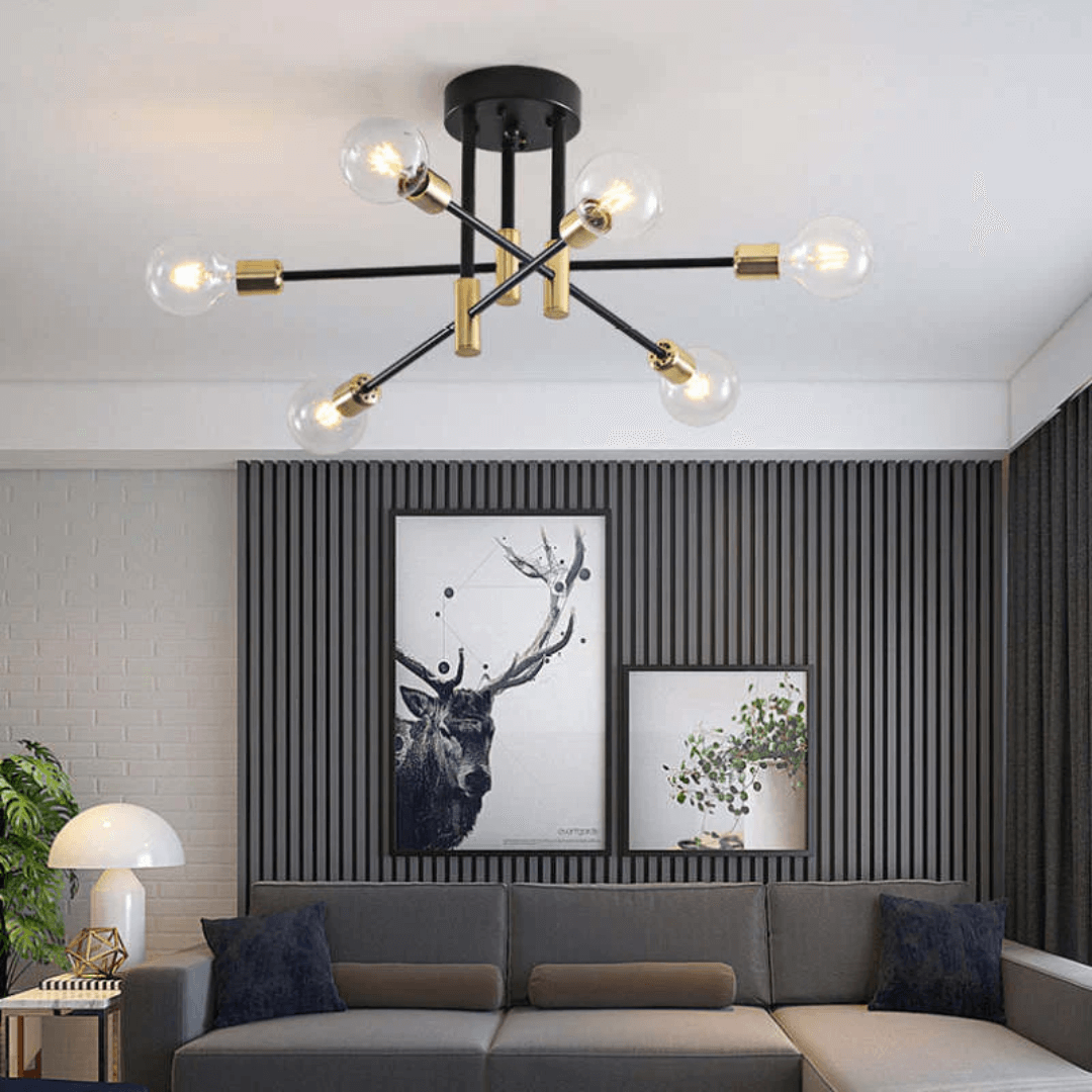 Elegante LED-Deckenleuchte Schwarz-Gold