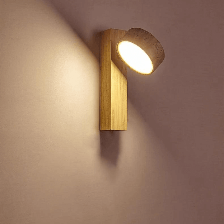 Drehbare Stein & Holz Wandleuchte mit LED