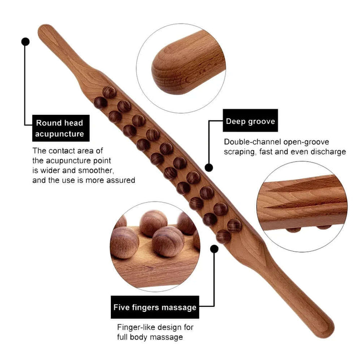 Holz Gua Sha Massage-Stab 60cm - Tiefenentspannung