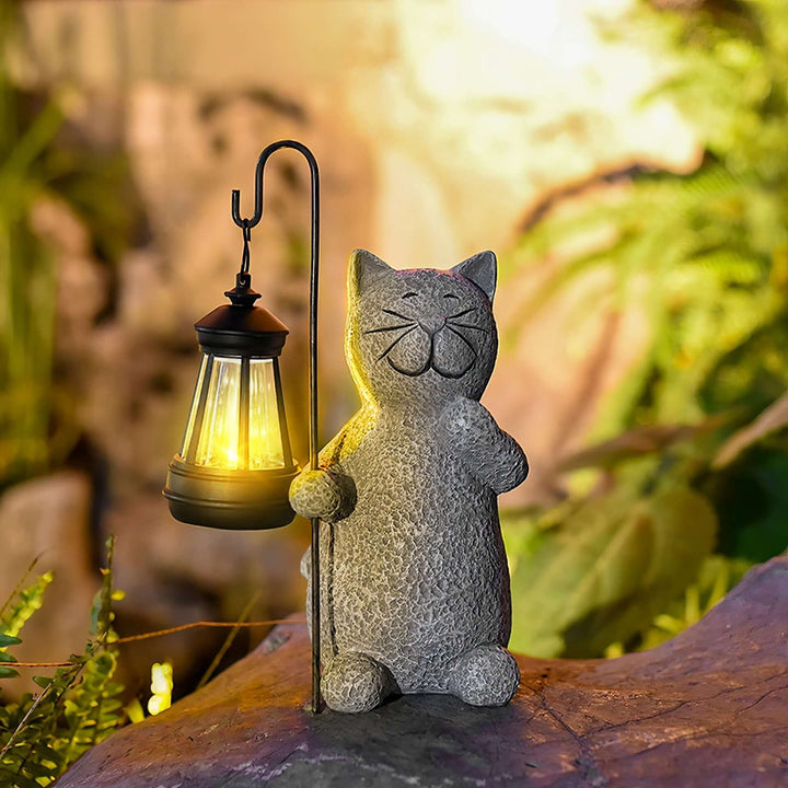 Figurine de chat solaire décorative de jardin lumineuse
