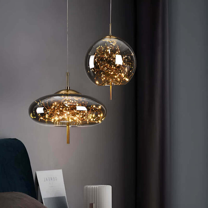 Elegante Braune Glas Pendelleuchte