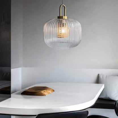 Moderne Pendelleuchte mit Gestreiftem Glasdesign