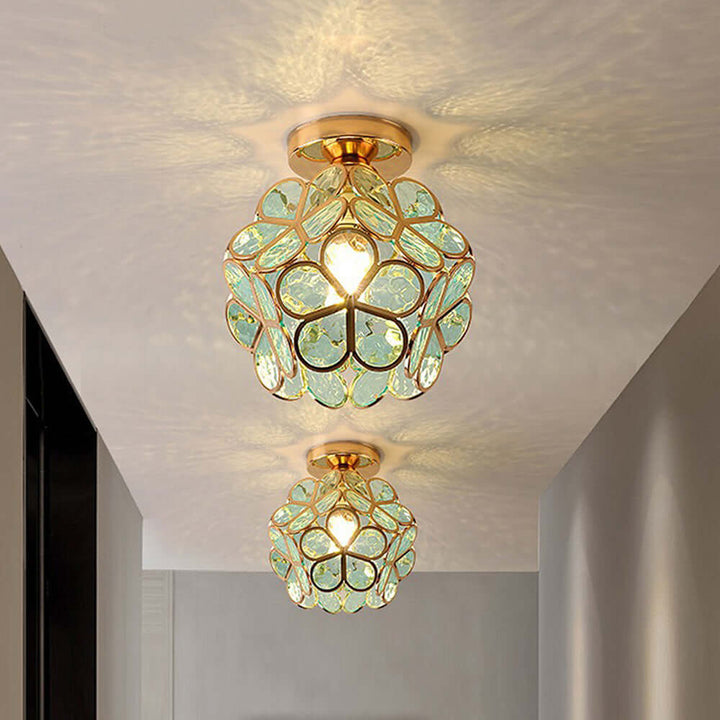 Plafonnier en verre à motif floral pour couloir