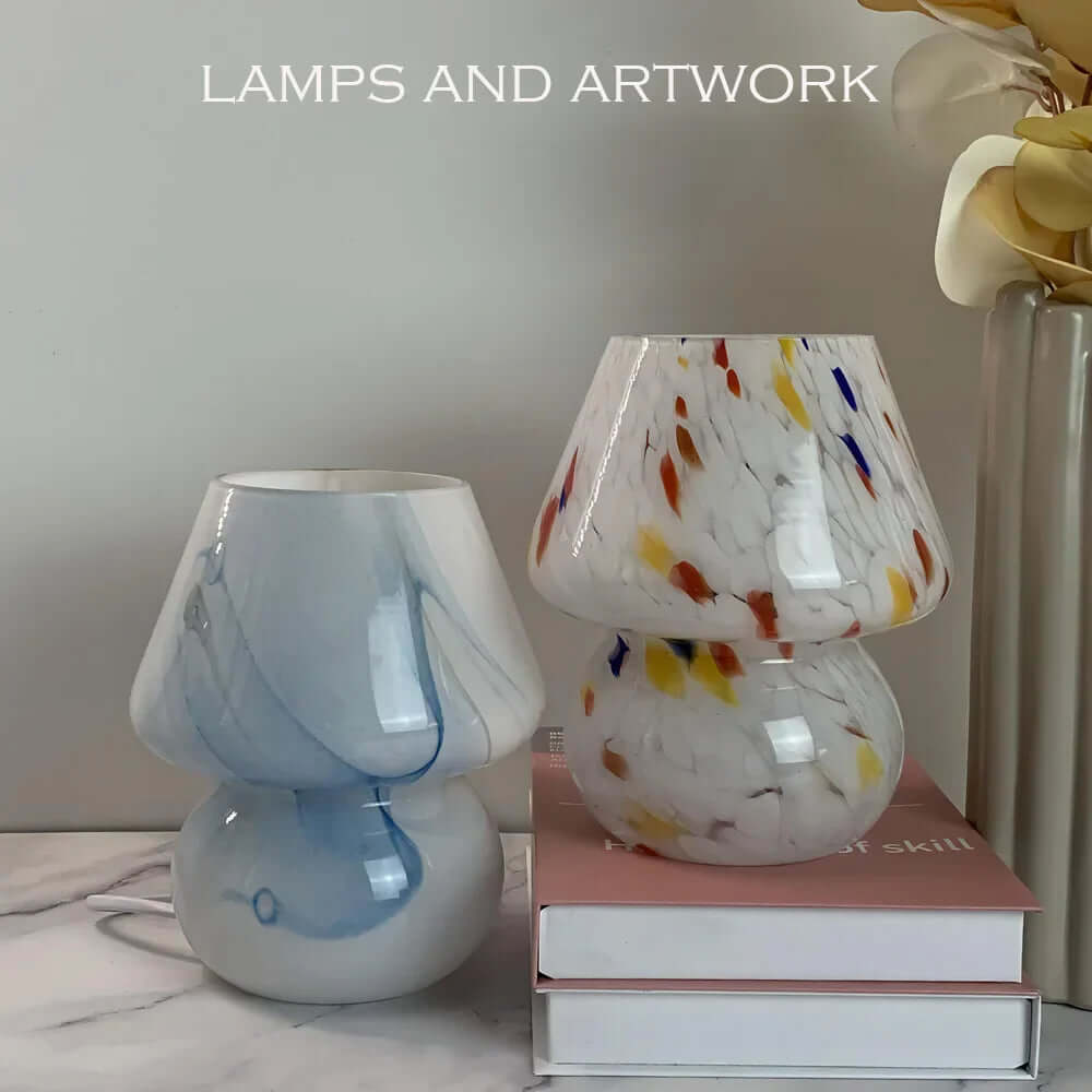 Lampe champignon décorative en verre