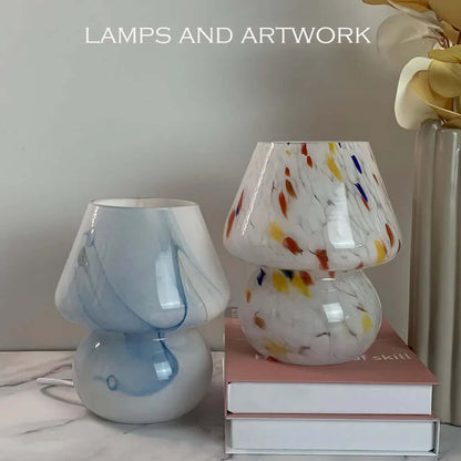 Lampe champignon décorative en verre