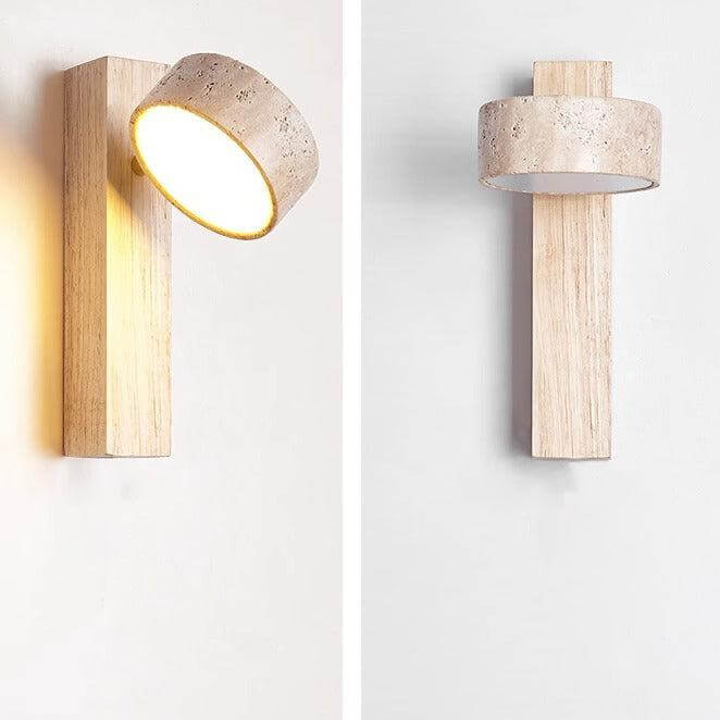 Drehbare Stein & Holz Wandleuchte mit LED