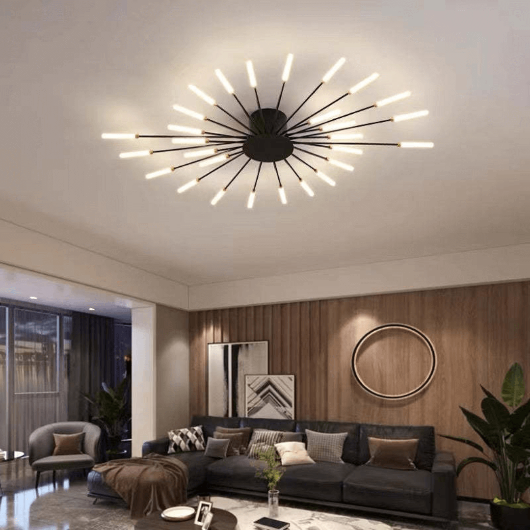 Grand plafonnier LED moderne en métal blanc acrylique