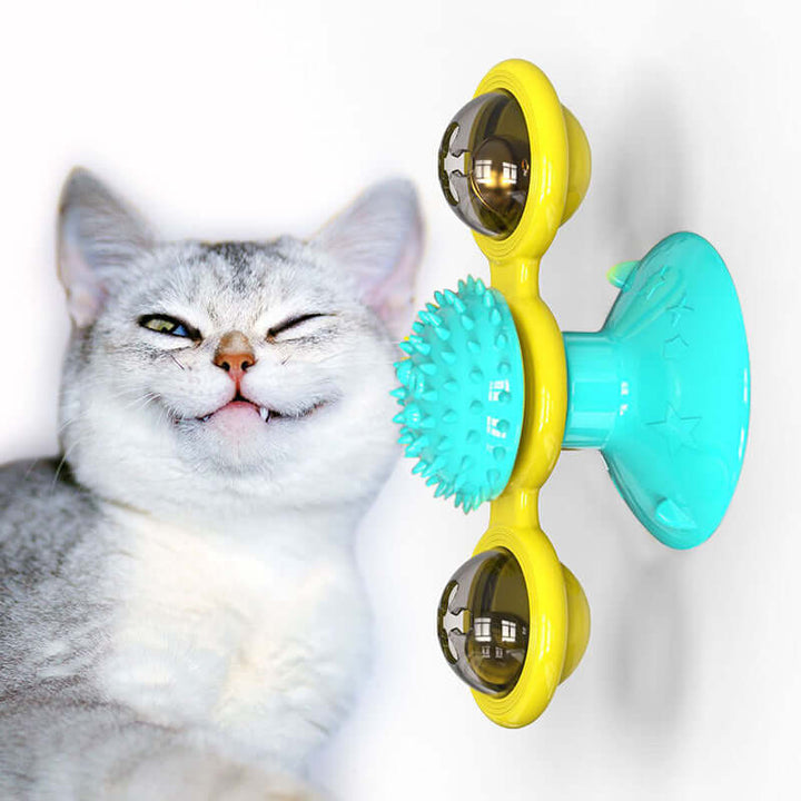 Jouet pour chat avec griffoir et moulin à vent - Interactif