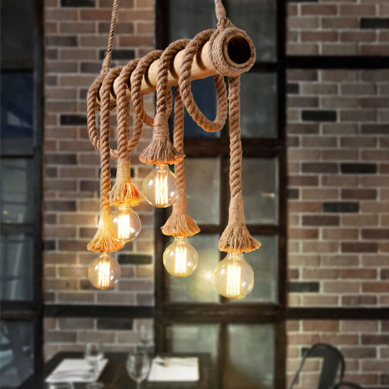 Suspension réglable en bambou - design corde