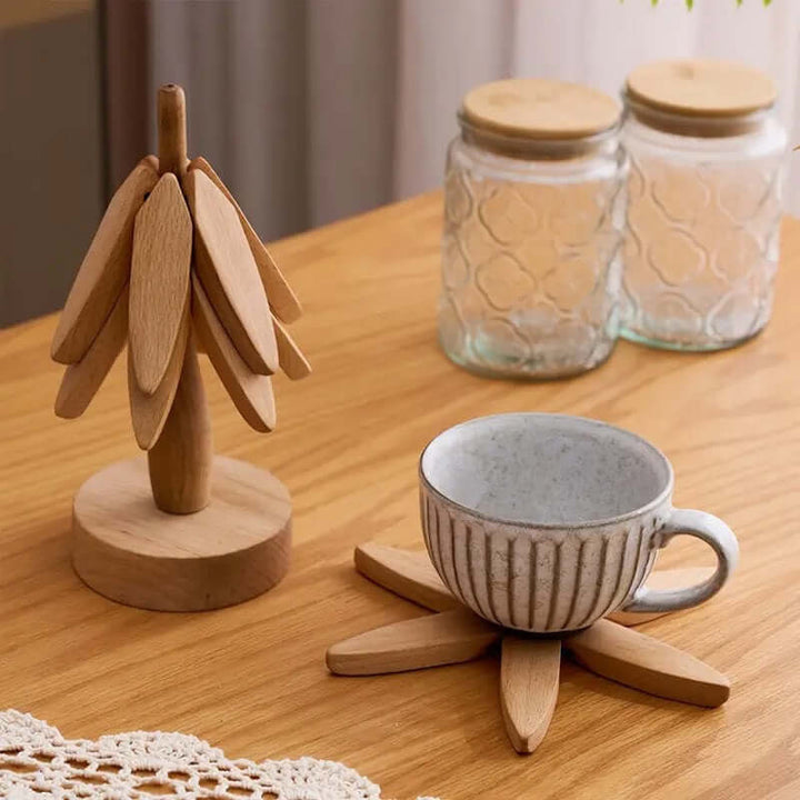 Ensemble de sous-verres en bois Motif arbres - Décoration de table
