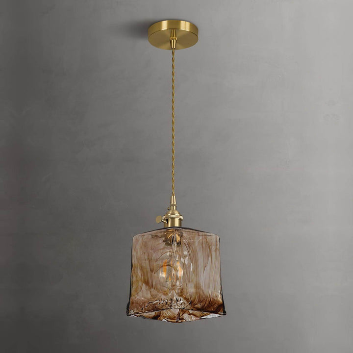 Vintage Hängeleuchte Braun Glas