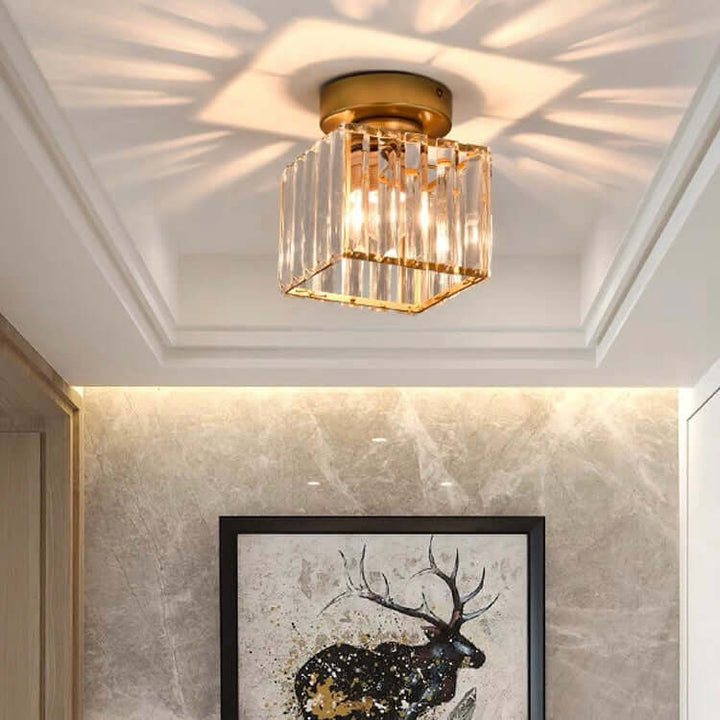 Plafonnier moderne en cristal, 20 cm, laiton