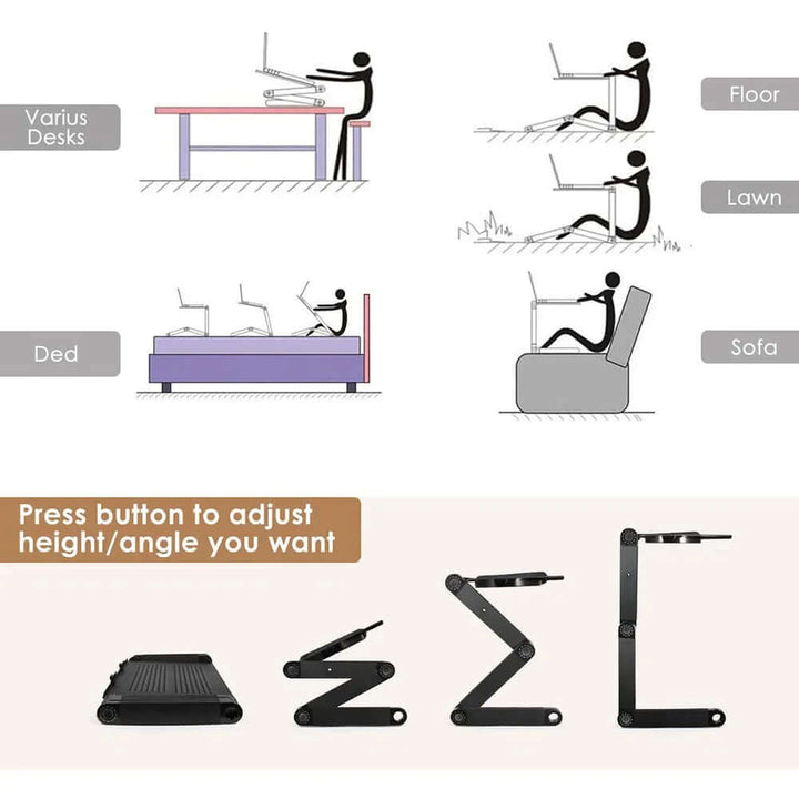 Support ergonomique pour ordinateur portable à 360° - réglable en hauteur