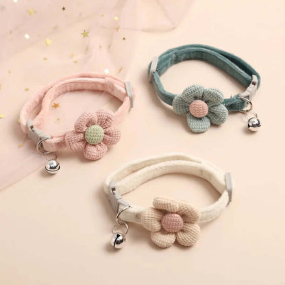 Collier réglable pour chat avec fleur