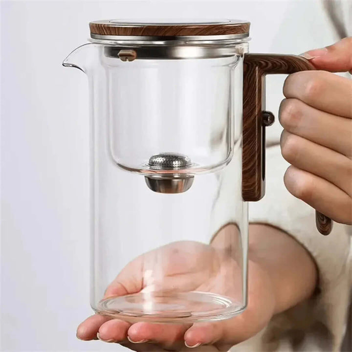 Glas-Teekanne mit Holzgriff - Eleganter Teegenuss