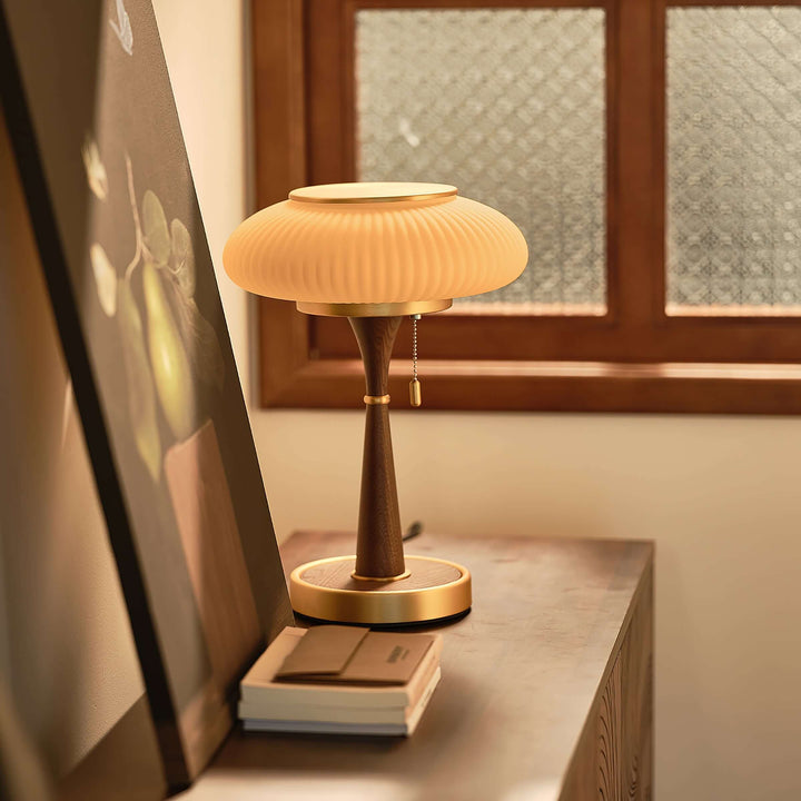 Designer Tischlampe Modern Holz & Metall 36cm