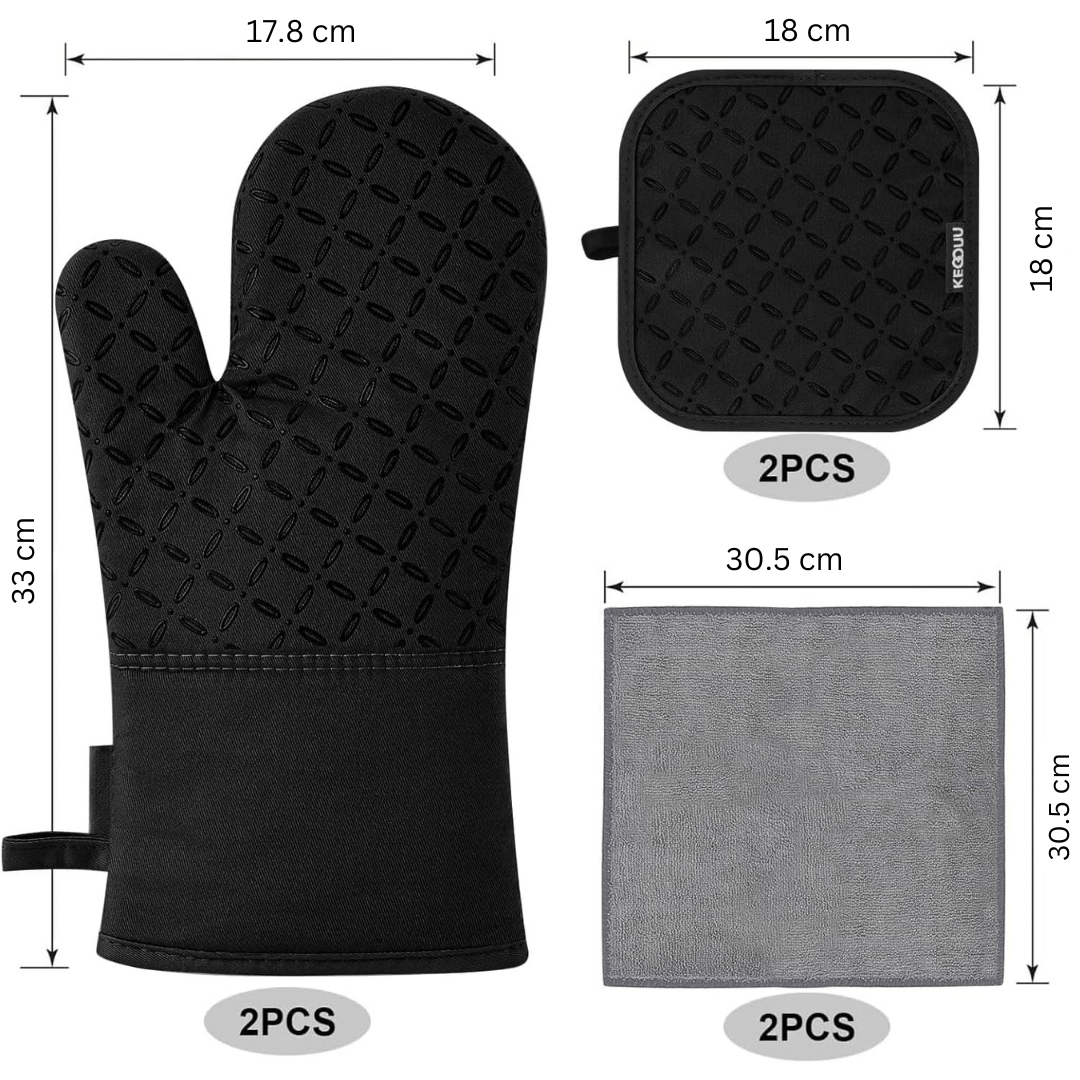 6-teiliges Hitzebeständiges Ofenhandschuh-Set