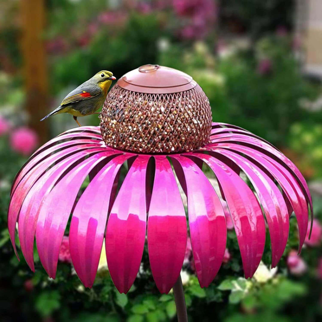 Décoration de jardin suspendue en métal en forme de fleur pour nichoir