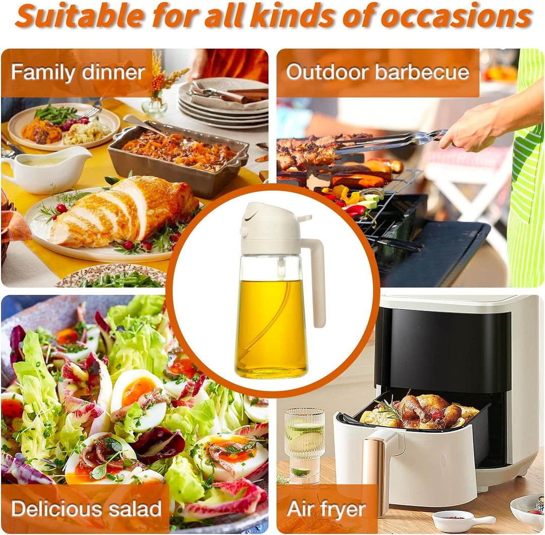 2-in-1 Ölsprüher & Spender, 470ml Glasflasche