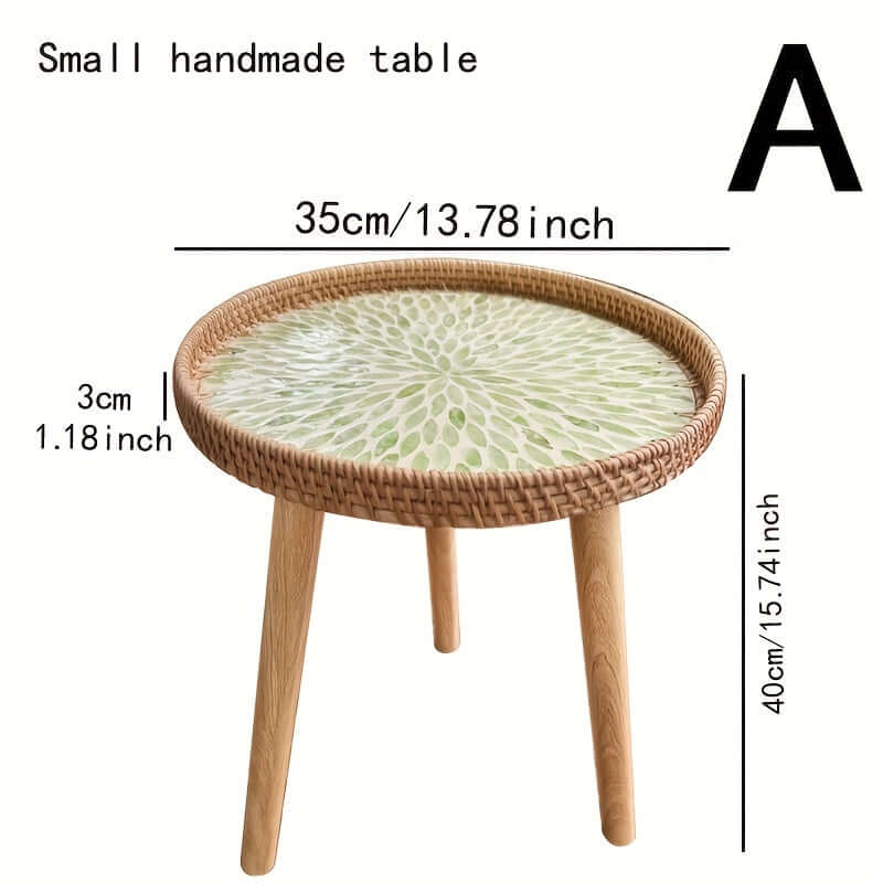 Table d'appoint ronde en rotin - bois naturel